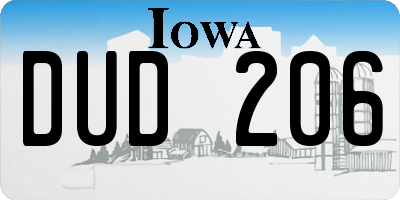 IA license plate DUD206