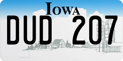 IA license plate DUD207