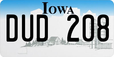 IA license plate DUD208
