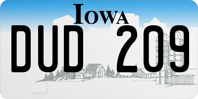 IA license plate DUD209