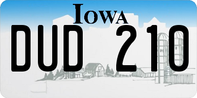 IA license plate DUD210