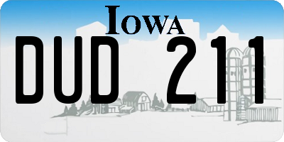 IA license plate DUD211