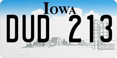 IA license plate DUD213