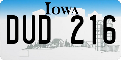 IA license plate DUD216