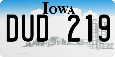 IA license plate DUD219