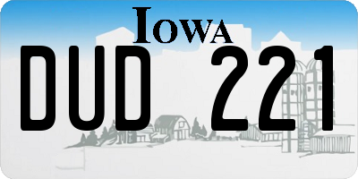 IA license plate DUD221