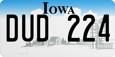 IA license plate DUD224
