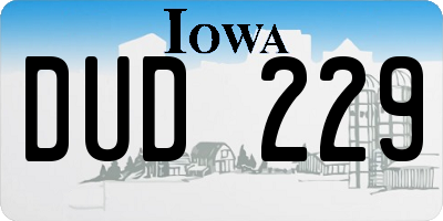 IA license plate DUD229