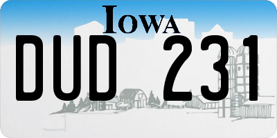 IA license plate DUD231