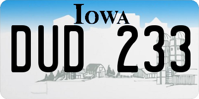 IA license plate DUD233
