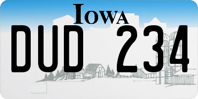 IA license plate DUD234