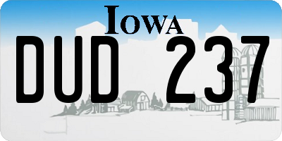 IA license plate DUD237