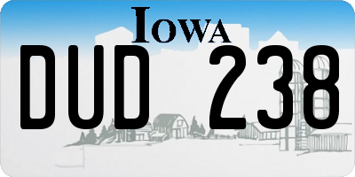 IA license plate DUD238