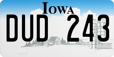 IA license plate DUD243