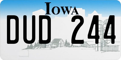 IA license plate DUD244