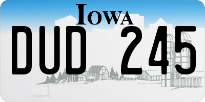 IA license plate DUD245