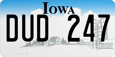 IA license plate DUD247