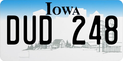 IA license plate DUD248