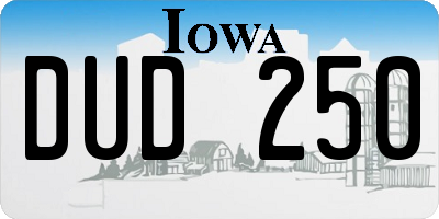 IA license plate DUD250