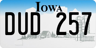 IA license plate DUD257