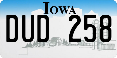 IA license plate DUD258