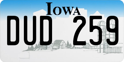 IA license plate DUD259