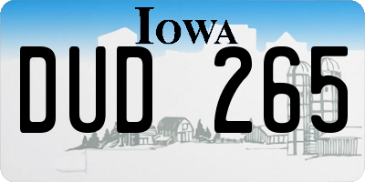 IA license plate DUD265