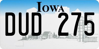 IA license plate DUD275