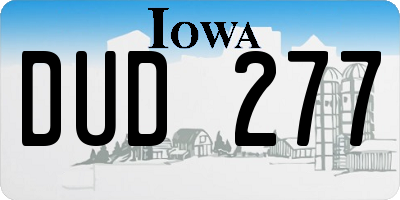 IA license plate DUD277
