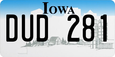 IA license plate DUD281