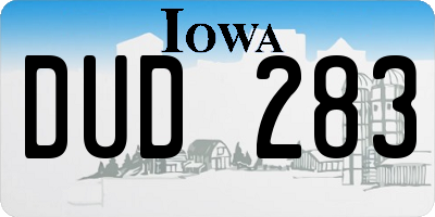 IA license plate DUD283