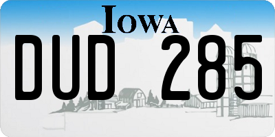 IA license plate DUD285