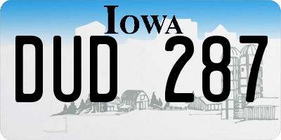 IA license plate DUD287