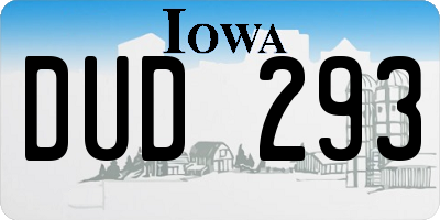 IA license plate DUD293