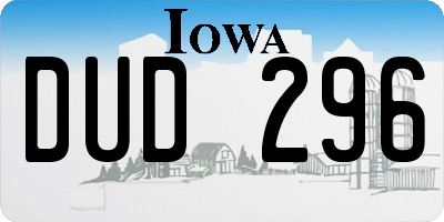 IA license plate DUD296