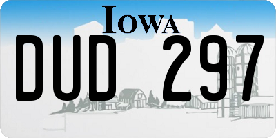 IA license plate DUD297