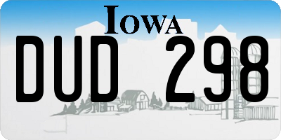 IA license plate DUD298