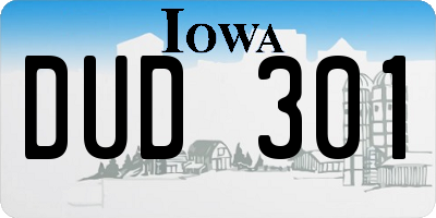 IA license plate DUD301