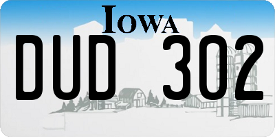 IA license plate DUD302