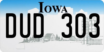 IA license plate DUD303