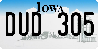 IA license plate DUD305