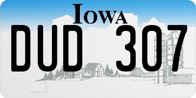 IA license plate DUD307