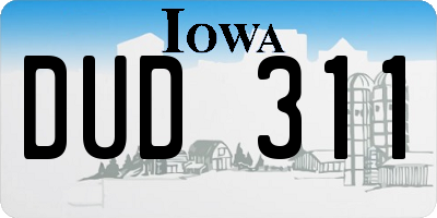IA license plate DUD311
