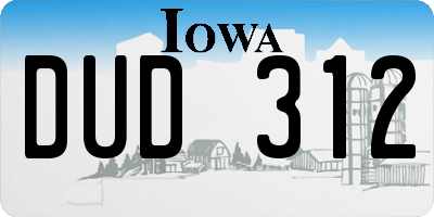 IA license plate DUD312
