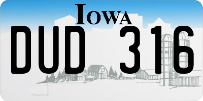 IA license plate DUD316
