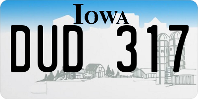 IA license plate DUD317
