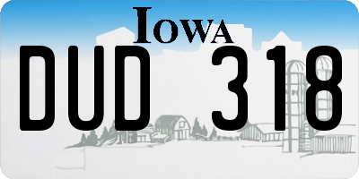 IA license plate DUD318