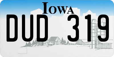 IA license plate DUD319