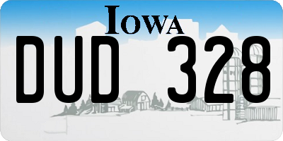 IA license plate DUD328
