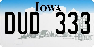 IA license plate DUD333